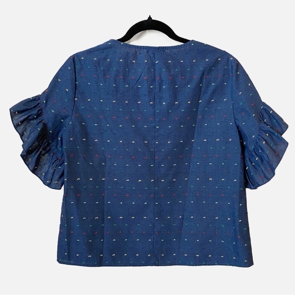Drew Anthropologie Chambray Flutter Sleeves Swiss Dots Small - Picture 3 of 9